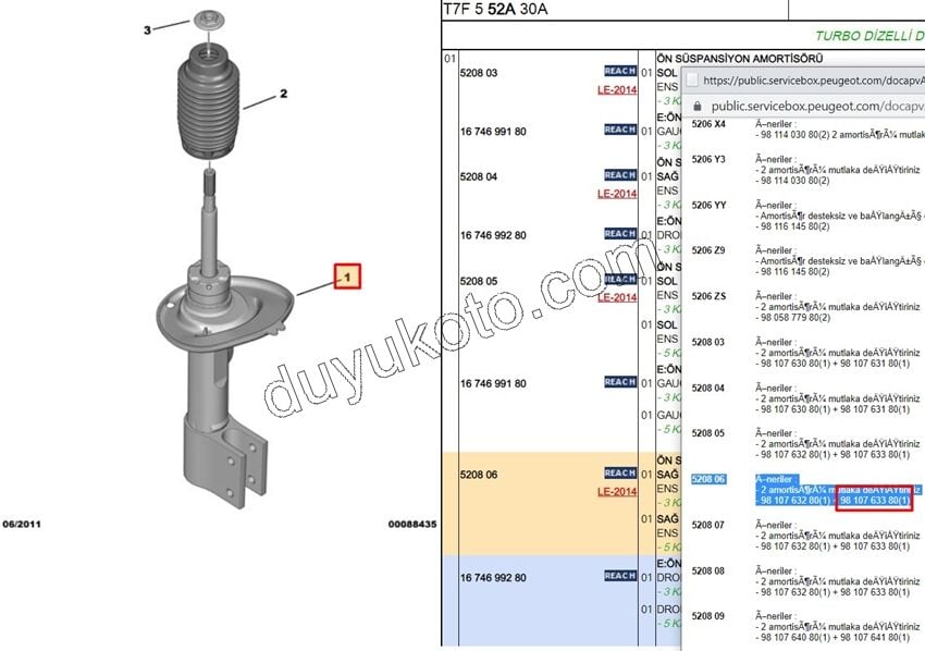 Ön Sağ Amortisör PRT3 P3081 C4PC1