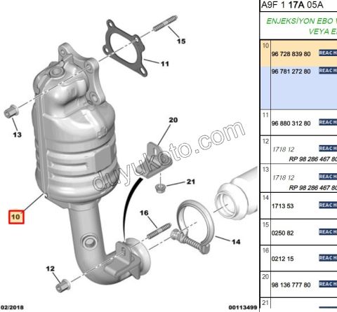 KATALIZOR EB2 P2081 P301 P3082