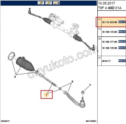 2019> Partner Rifter Berlingo Combo Doblo Proace City Rot Mili Sağ/Sol P3082