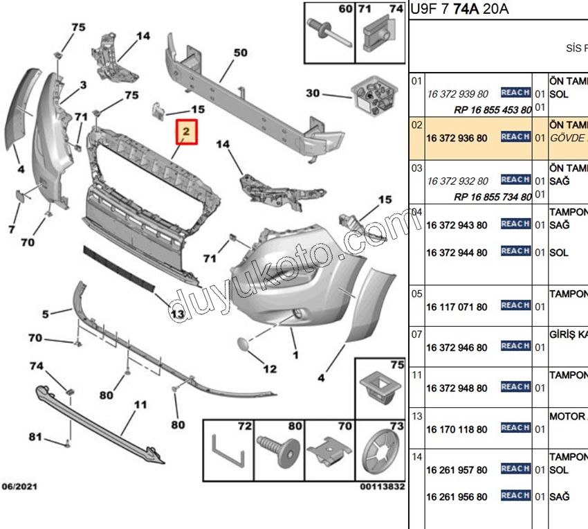 Ön Tampon Orta IC BXR3MQ 2023>
