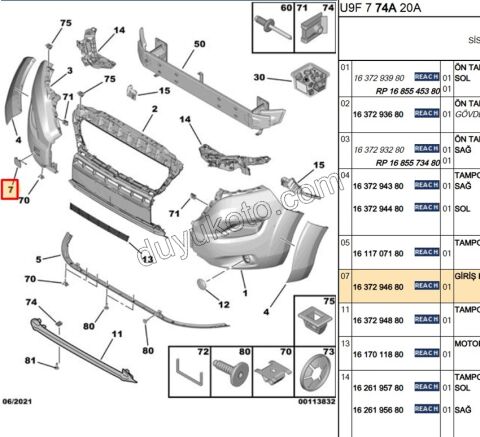 Ön Çeki Demiri Kapağı BXR3