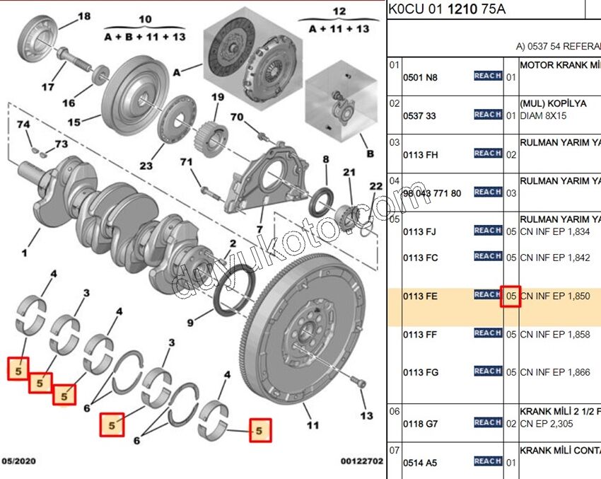 ANA YATAK ALT STD X5AD DW10F DW12R 1.850