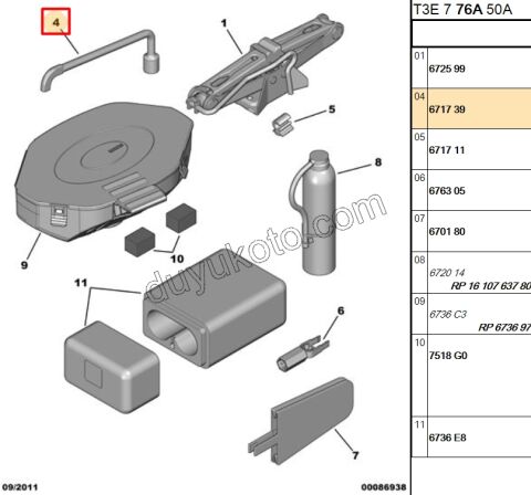 ANAHTAR BIJON L TIP 17LIK P106 P206 P207 P208 P307 P301 C3 C4
