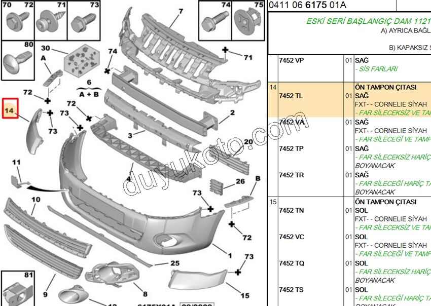 Ön Tampon Kapağı Köşe Sağ BR31 (FAR ALTI)
