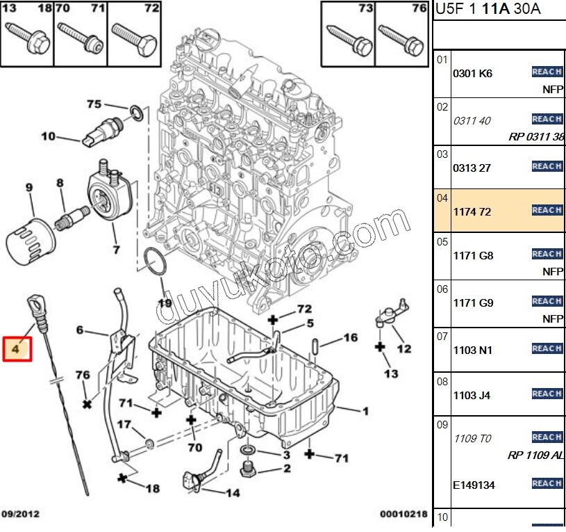 Motor Yağı Çubuğu Seviye Ölçme DW10 8V BXR2