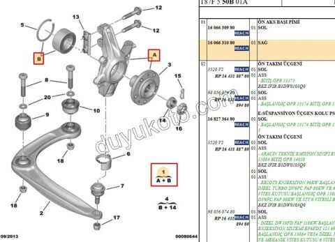 Ön Sağ Aks Taşıyıcısı    P307 PRT3 (KOMPLE)