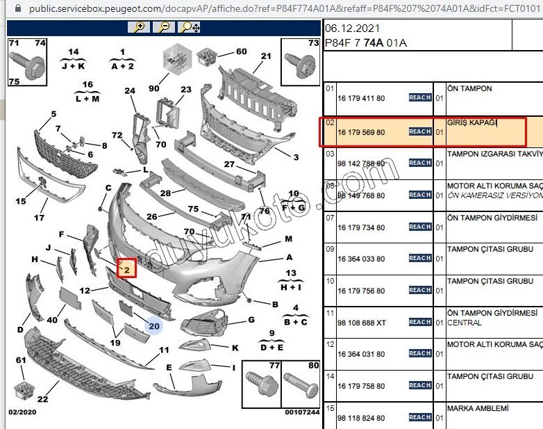 Ön Çeki Demiri Kapağı TAMPON P30082