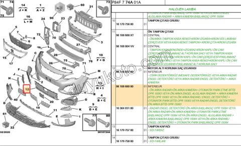 IZGARA ON TAMPON ALT P30082 P50082 PARK SENS+