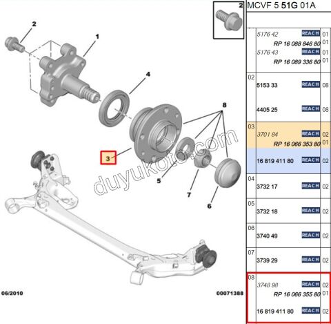 Arka Teker Rulmanı (Poryalı) PBP FRN