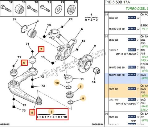 Salıncak Sağ P206 1.4HDİ Euro4 02/11 TU3 TU5