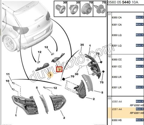 Citroen C4 Picasso  STOP ARKA TAMPON ALT R C4PC1 C4GP1 (GERI VITES)
