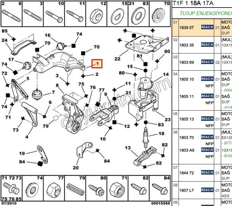 AYAK TAKOZ MOTOR R UST TU3JP P206