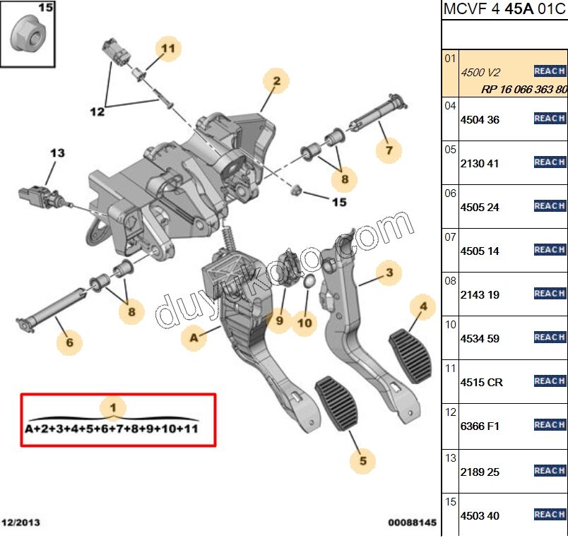 PEDAL FREN + DEBRIYAJ TK PBP NM 1.4HDİ Euro4 02/11