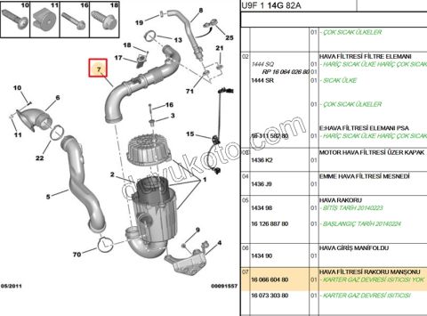 Turbo Hava Hortumu BXR3 EURO5