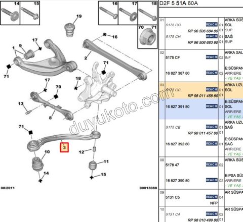 Arka Dingil Denge Kolu Sol P407 P5081 C53