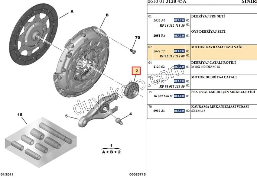 RULMAN DEBRIYAJ BXR3 PRT4 100CV 120CV