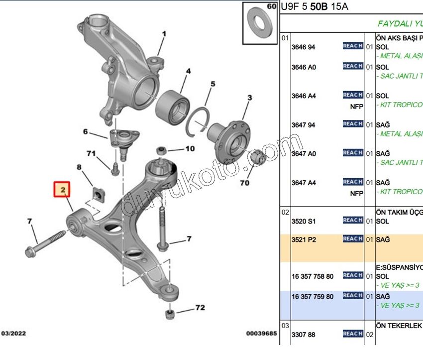 Salıncak Sağ BXR3 DCT3 16Q 20Q