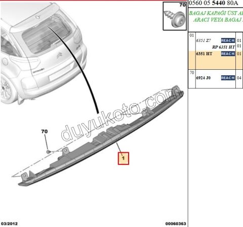 Citroen C4 Picasso İlave 3. Stop Lambası 2007/2010