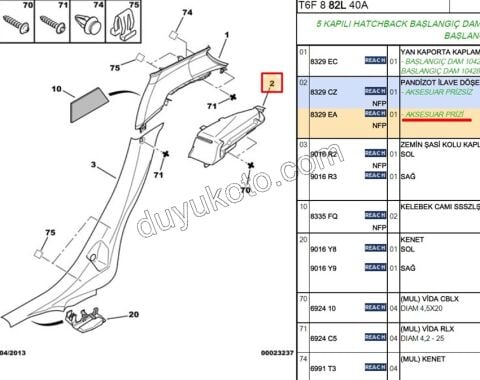 Bagaj Panrizot (Şapkalık) Taşıma Ayağı Takım P3071 P3072