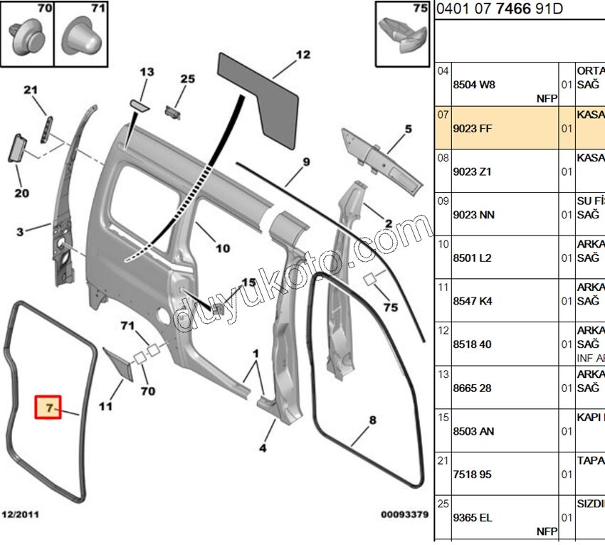 Sürgülü Kapı Fitili Sağ/Sol PRT1 PRT2