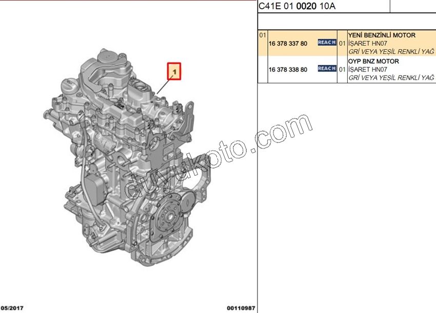 MOTOR KOMPLE 1.2CC 100HP 2020 Sonrası X 155HP EURO 6.3 BLOK