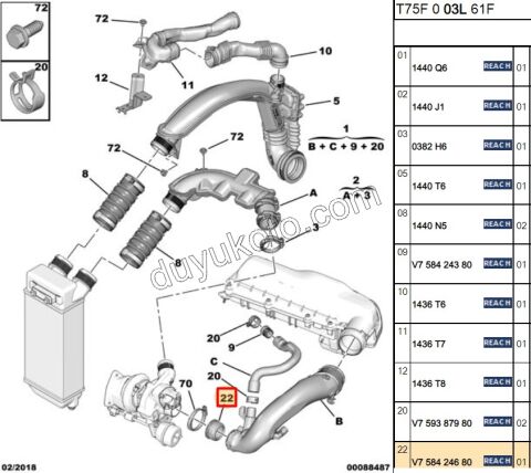 CONTA TURBO EMME HAVA RAKORU 1.6VTi 120HP SIYAH