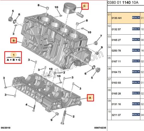 BLOK MOTOR KOMPLE BLOK EW10A