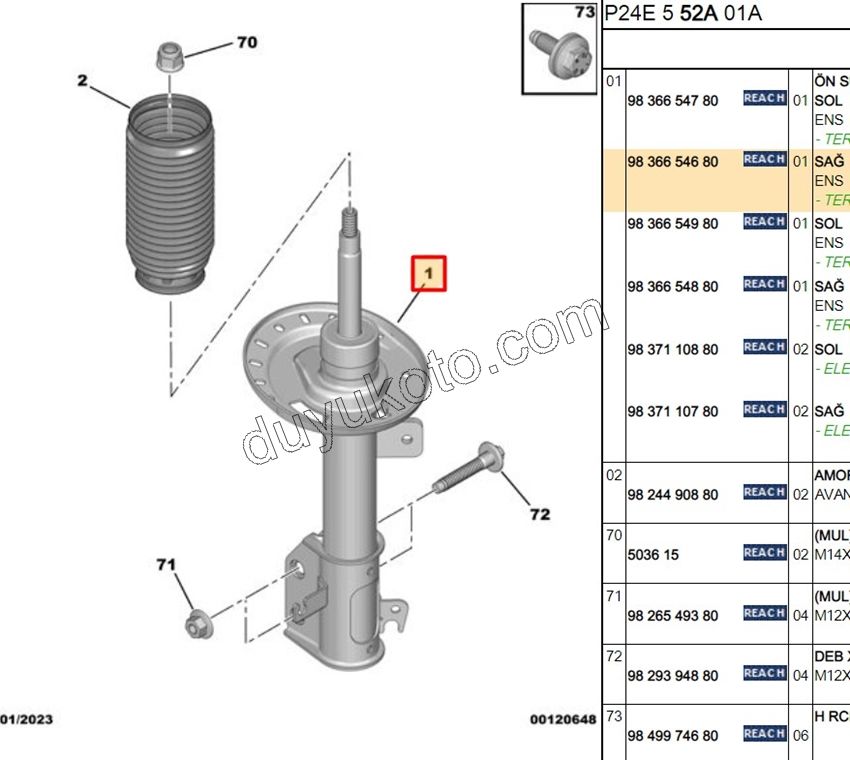 Ön Sağ Amortisör P20082