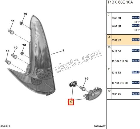 Peugeot 206/206sw Sis Lambası Ara Tampon 1998/2007