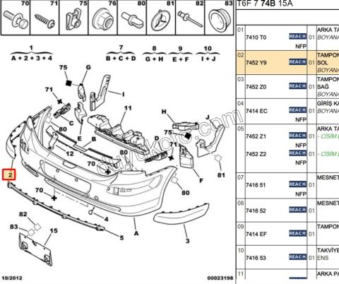 Arka Tampon Kapağı Sol P307CC ASTAR+