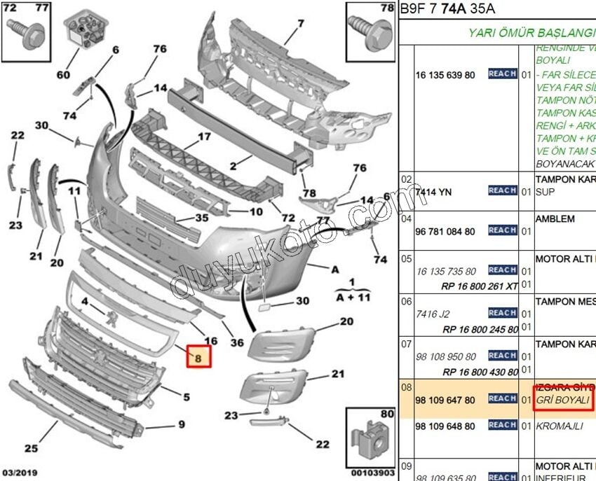 CERCEVE ON PANJUR PRT3MQ 15>19 GRI