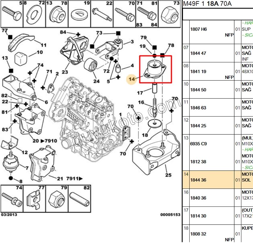 TAKOZ MOTOR L PRT1 PRT2 BUYUK