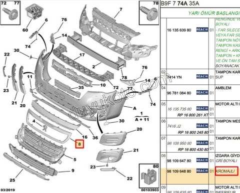 CERCEVE ON PANJUR PRT3MQ 15>19 KROM
