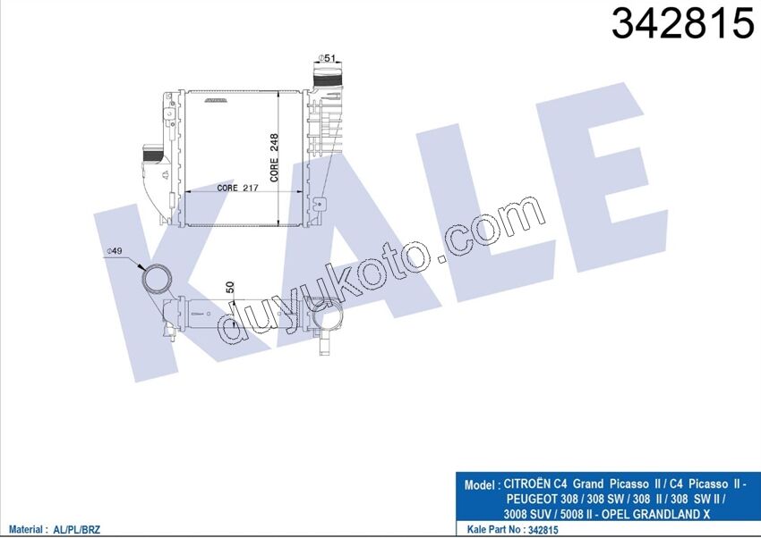 RADYATOR TURBO 1.6HDİ Euro5/Euro6 1.5HDİ Euro6 EB2 PRT4 P3082 P30082 P50082 C4PC2