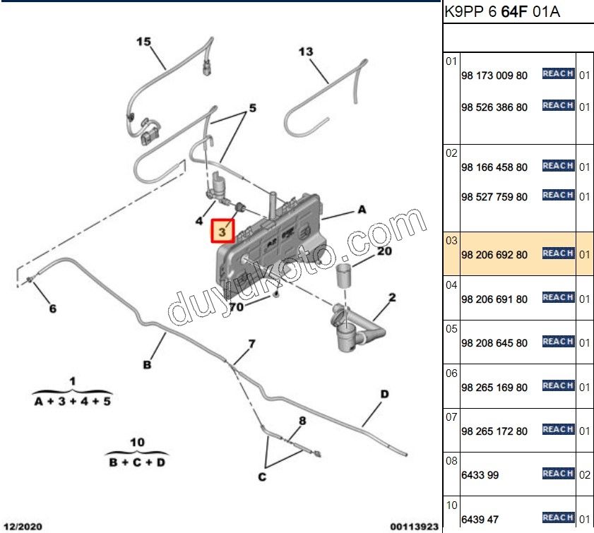 2019> Partner Rifter Berlingo Combo Doblo Proace City Cam Suyu Fıskıye Motoru Contası