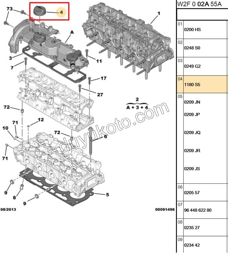 Motor Yağı Dolum Kapağı 1.4HDİ Euro5 12/16 1.6HDİ Euro5 1.5HDİ Euro6 FRD
