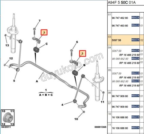 Ön Viraj Demir Kelepçe P208 P2008 A94F