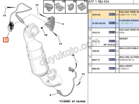LAMBDA SENSOR UST P207 1.6THP 150HP