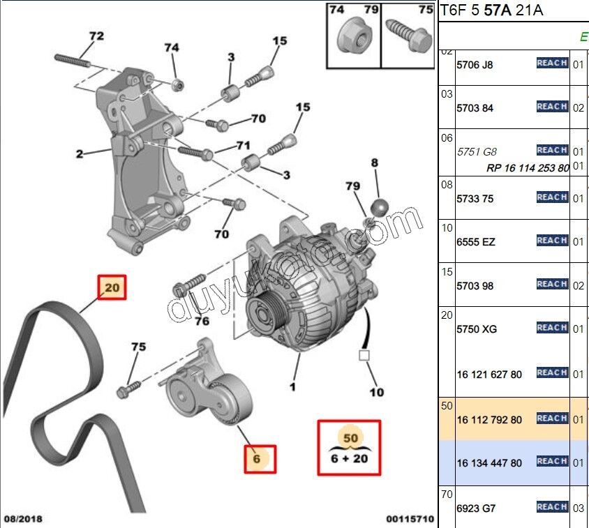 KIT KAYIS ALTERNATOR EW10A
