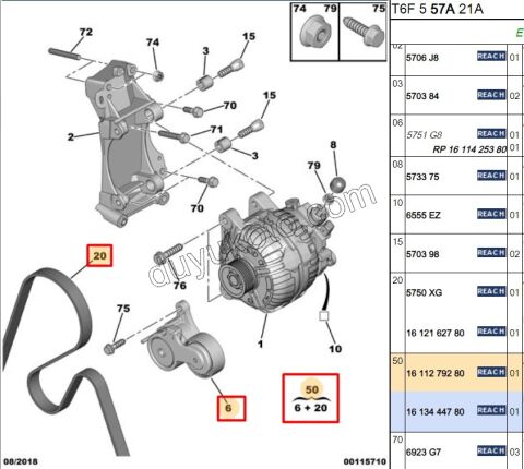 KIT KAYIS ALTERNATOR EW10A