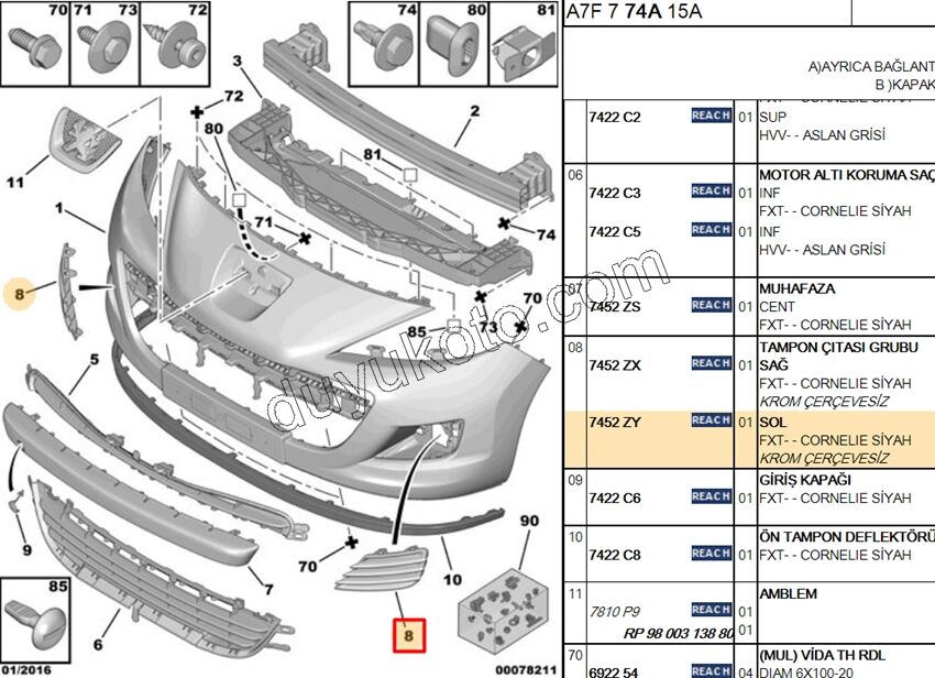 KAPAK SIS FAR CERCEVE L P207 SIS-- 2010>