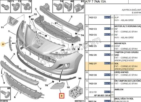 KAPAK SIS FAR CERCEVE L P207 SIS-- 2010>