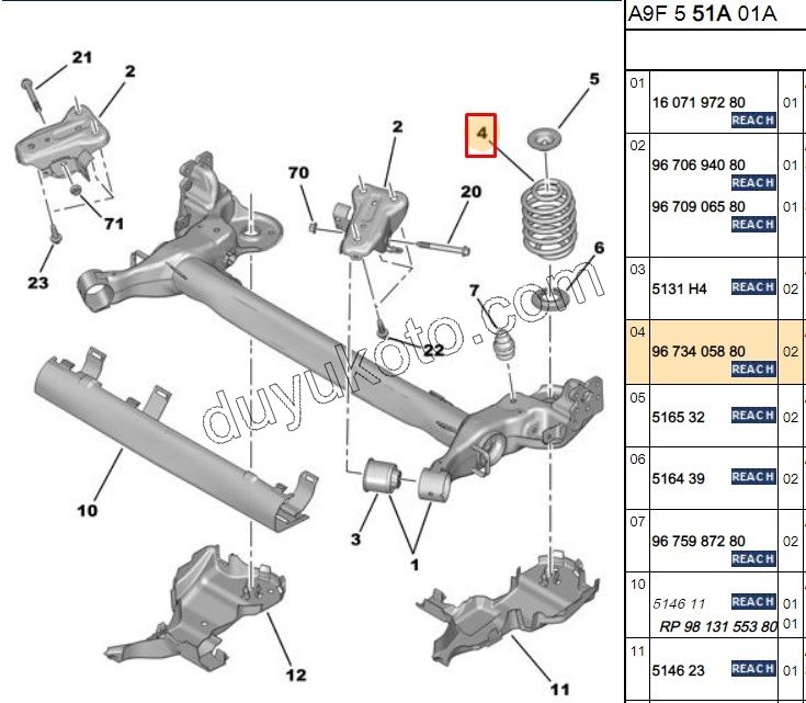 Arka Helezon P2081 EB2 1.4HDİ Euro5 12/16