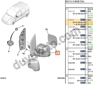 FIAT FIORİNO AYNA SOL ELEKTRİKLİ KAPAKLI