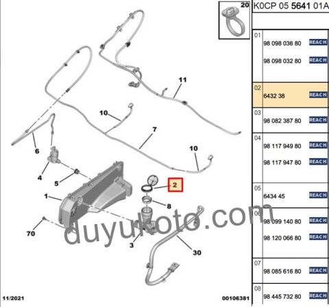 PEUGEOT 308 CAM SUYU DEPO KAPAĞI