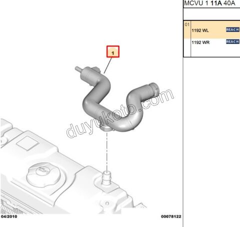 Motor Havalandırma Hortumu Üst Kapak TU3JP 1.4İ YM