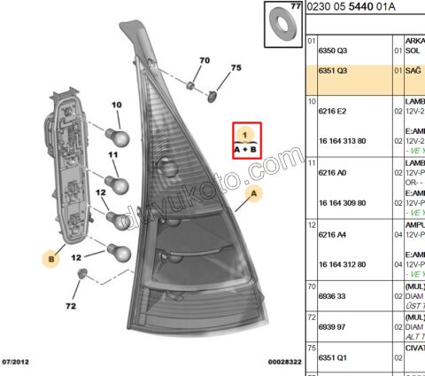 Citroen C3 Stop Lambası Sağ Füme 2002/2006