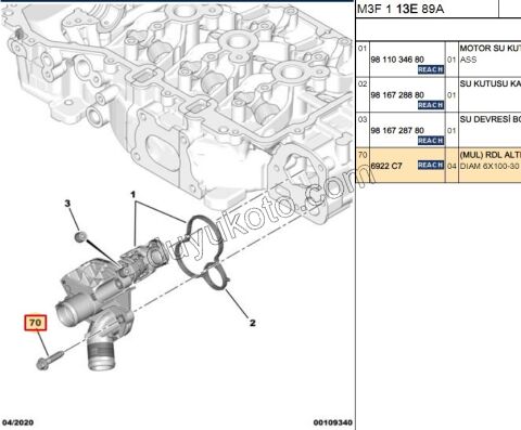 CIVATA TERMOSTAT EB2FA P301MQ P2082 P20082 TERMOSTAT