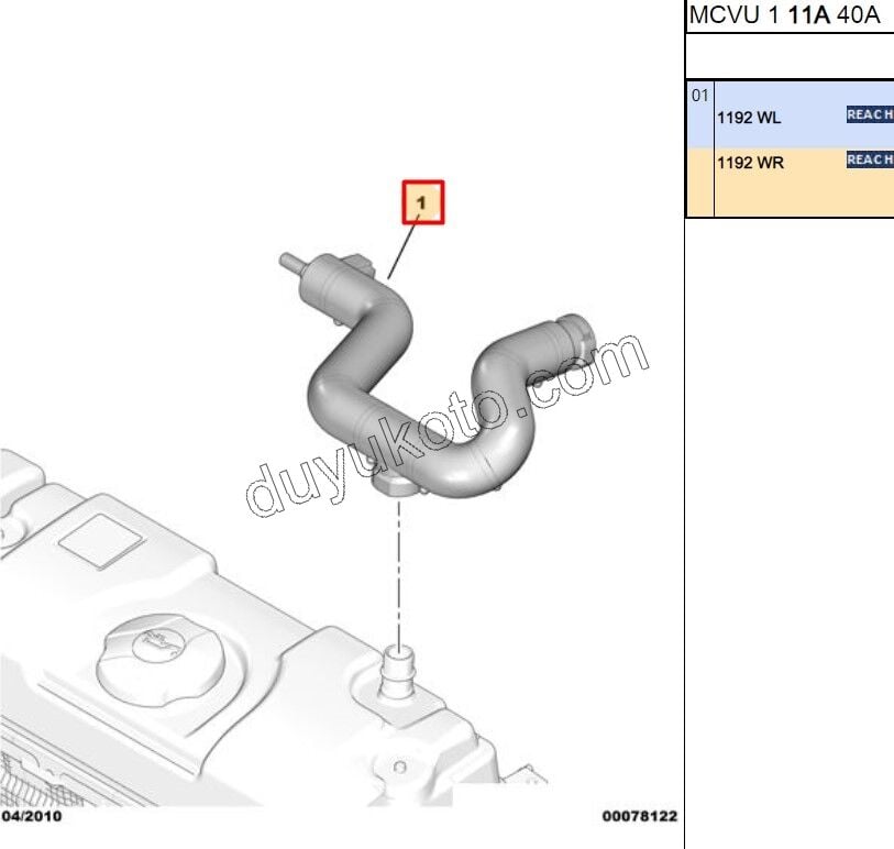 Motor Havalandırma Hortumu Üst Kapak Yeni Model 1.4İ YM