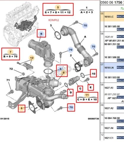 EGR Komple (Modüllü) + SOGUTUCU EM 1.6HDİ Euro5 EGR
